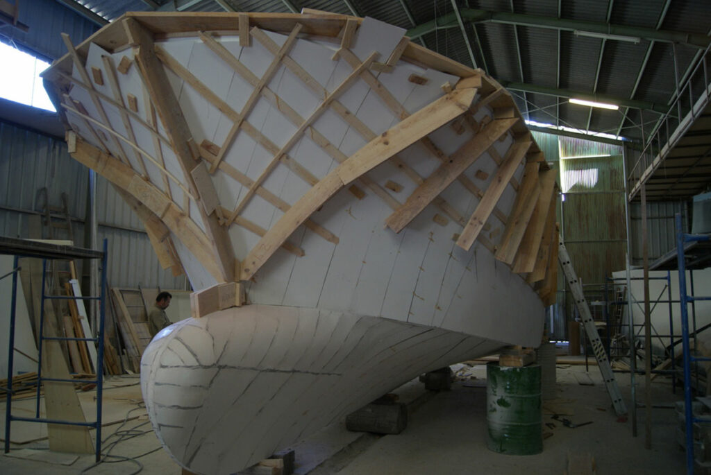 Construcción del barco pesquero Nuevo Villa Moraira. Estructura de madera.